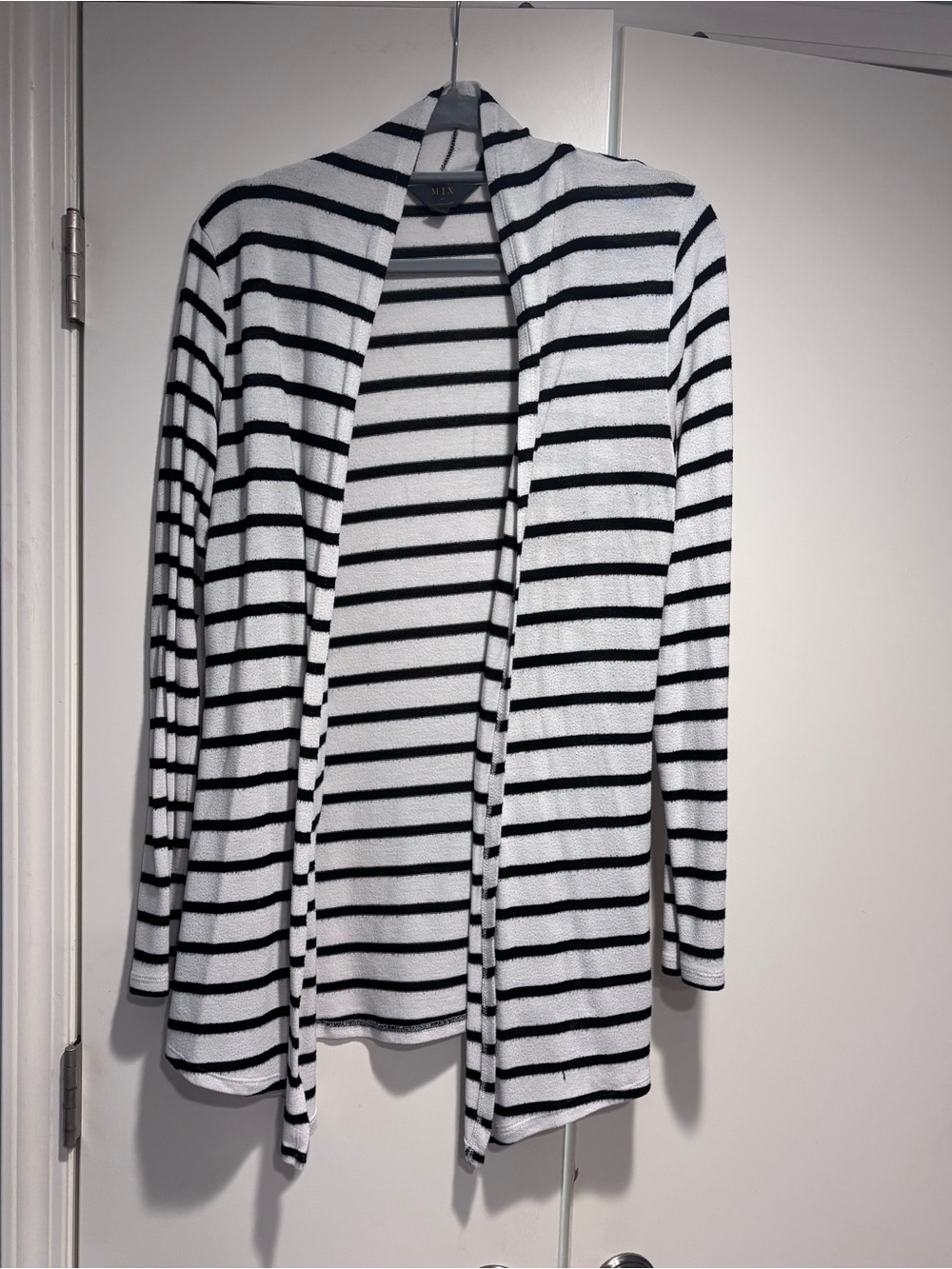 Striped Black and White Women’s Open Front Cardigan